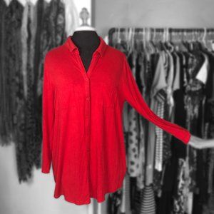 Merona Red Long-Sleeved Button Down Tunic